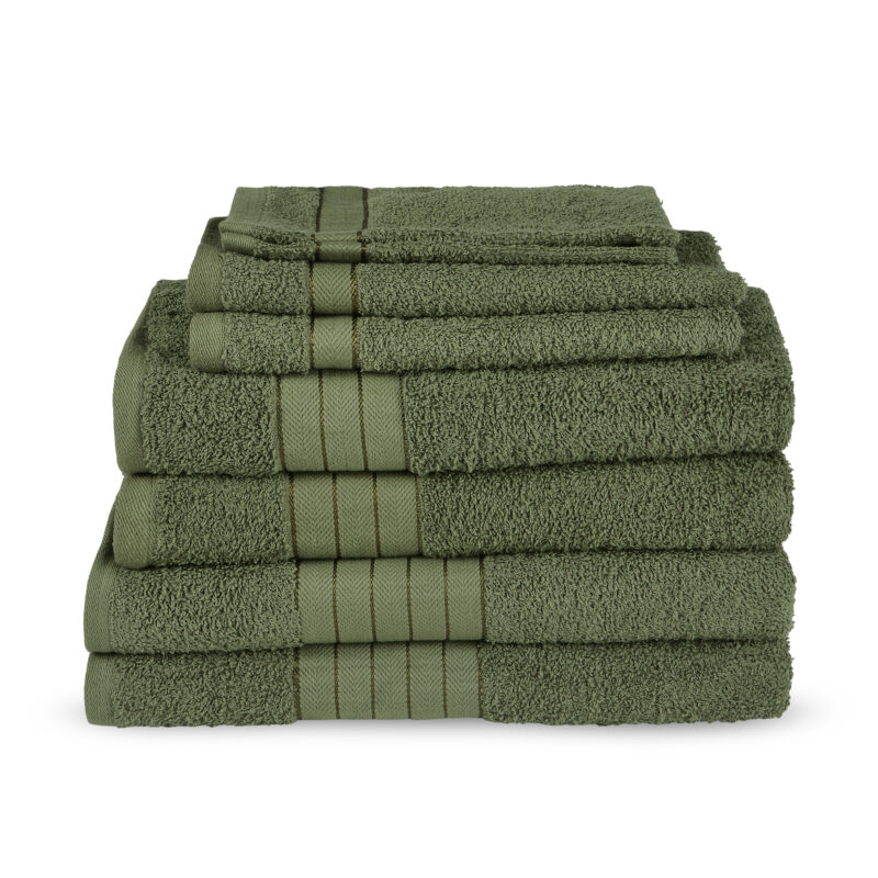 Good Morning Handdoeken set van 8 "Uni" - Groen - Katoen