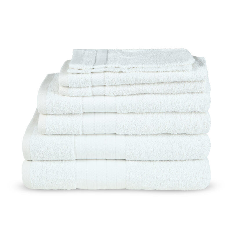 Good Morning Handdoeken set van 8 "Uni" - Wit - Katoen