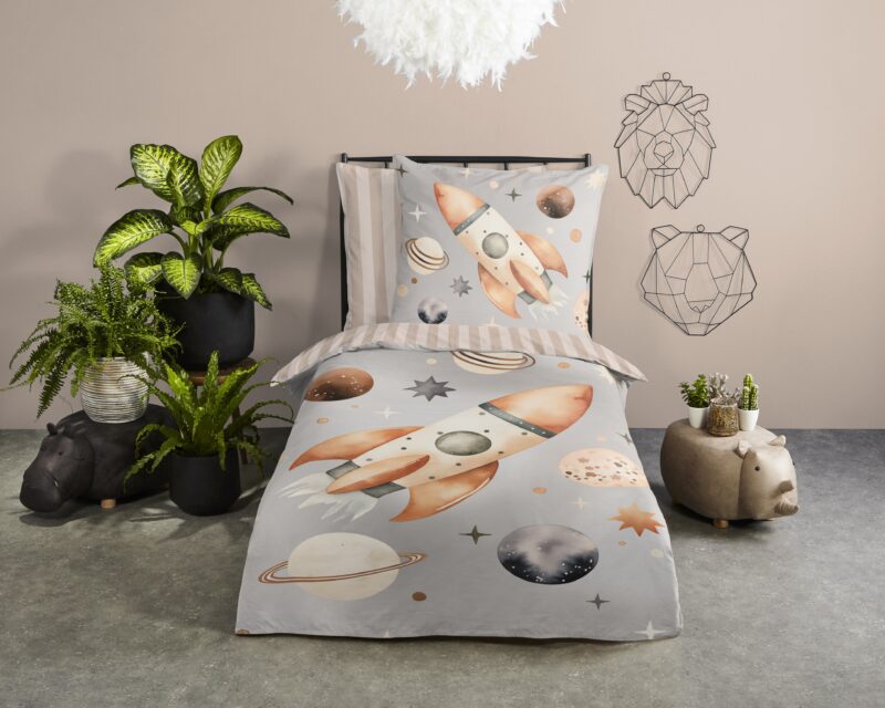 Good Morning Katoenen kinderdekbedovertrek  "Explore" - Grijs