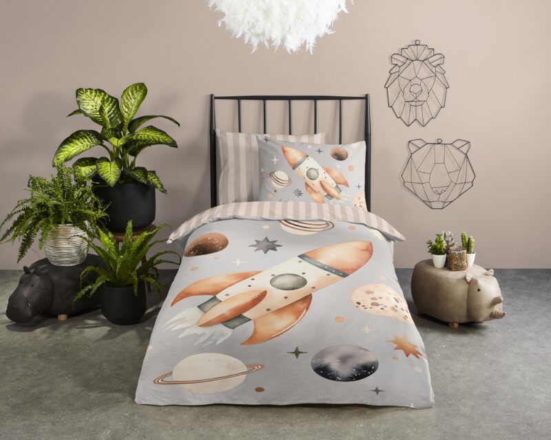 Good Morning Katoenen kinderdekbedovertrek  "Explore" - Grijs