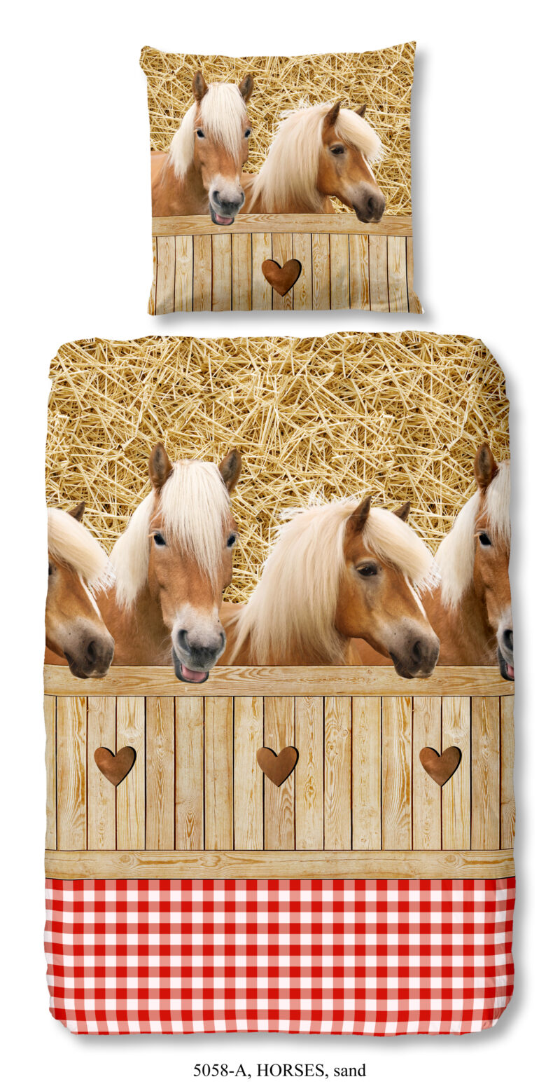 Good Morning Kinderdekbedovertrek "Haflinger paarden" - Zand - (135x200 cm) - Katoen