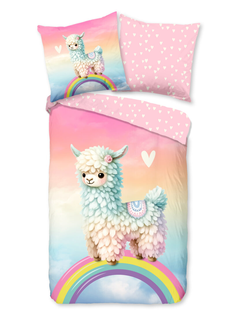 Good Morning Kinderdekbedovertrek "Lama" - Multi - (135x200 cm) - Katoen