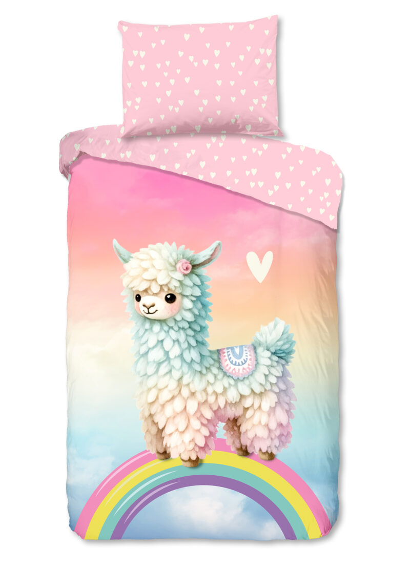 Good Morning Kinderdekbedovertrek "Lama" - Multi - (140x200 cm) - Katoen