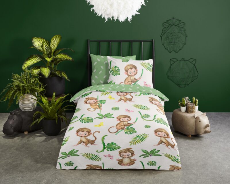 Good Morning Katoenen kinderdekbedovertrek  "Play" - Groen