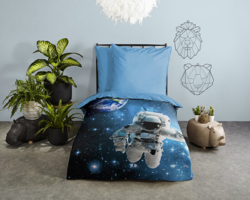 Good Morning Katoenen kinderdekbedovertrek  "Astronaut" - Blauw