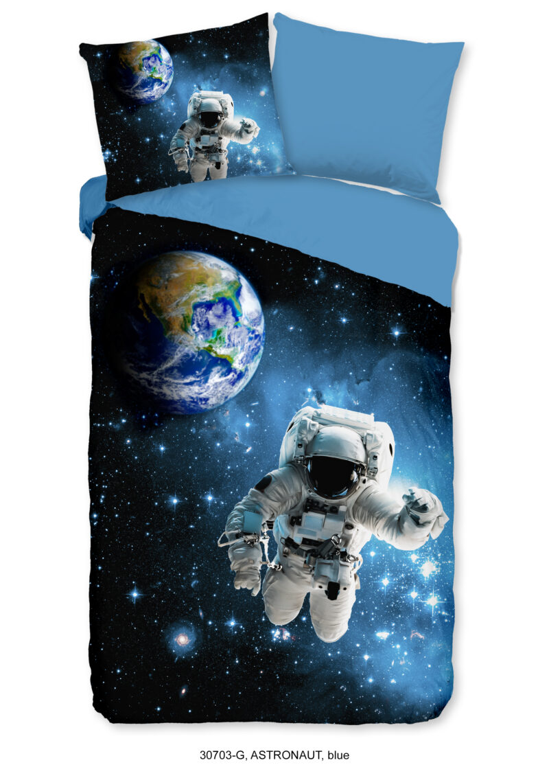 Good Morning Kinderdekbedovertrek "astronaut in de ruimte" - Blauw - (140x200/220 cm) - Katoen