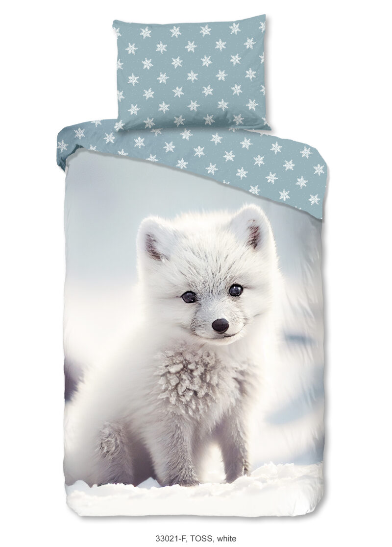 Good Morning Kinderdekbedovertrek "baby poolvos" - Wit - (140x200 cm) - Katoen Flanel