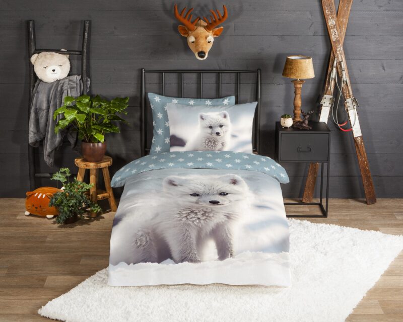 Good Morning Flanellen kinderdekbedovertrek  "Toss" - Wit