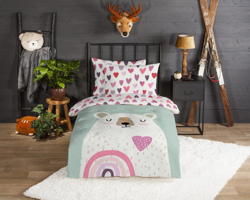 Good Morning Flanellen kinderdekbedovertrek  "Ted" - Multi