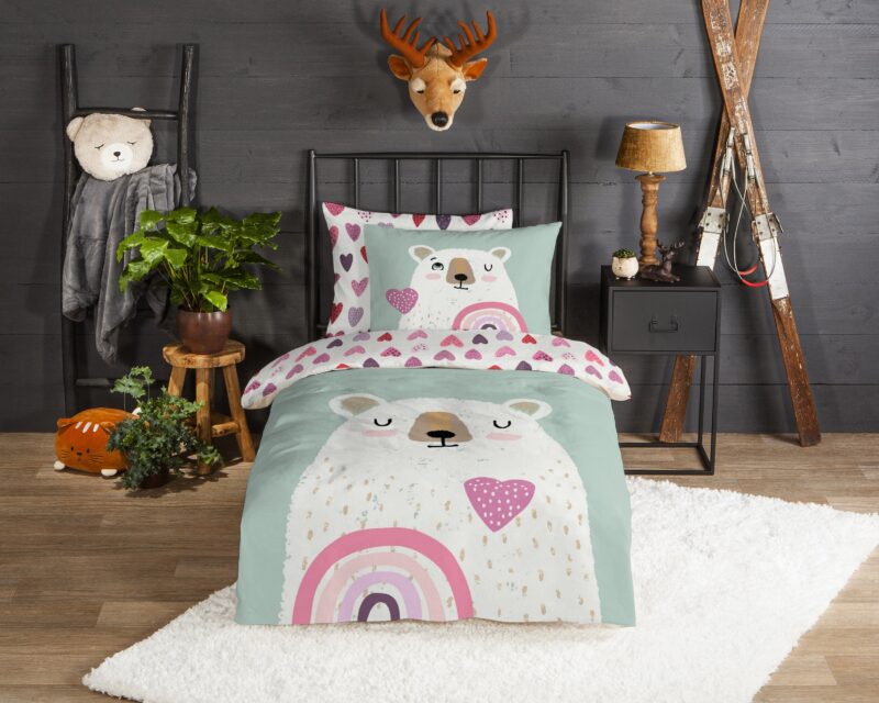 Good Morning Flanellen kinderdekbedovertrek  "Ted" - Multi