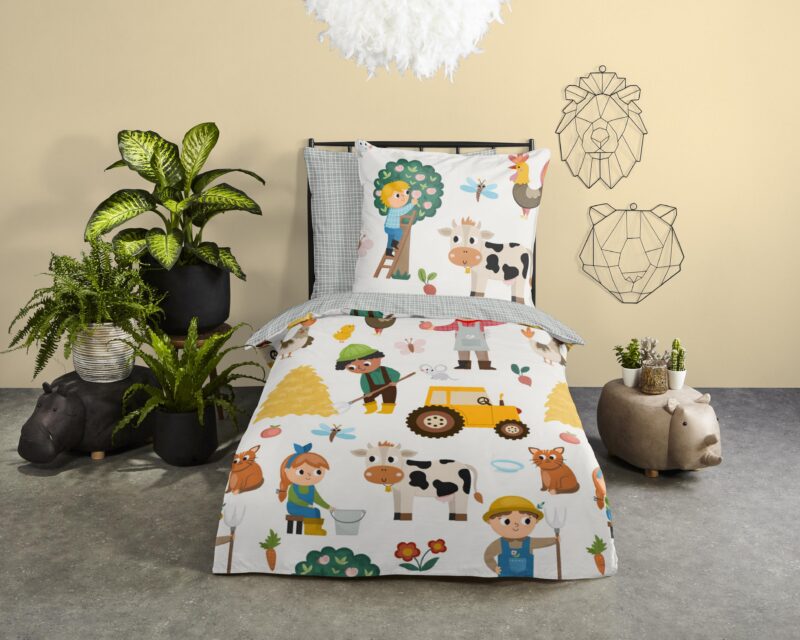 Good Morning Katoenen kinderdekbedovertrek  "Farm" - Multi