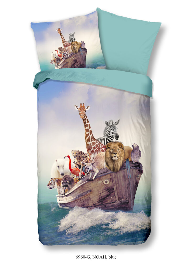 Good Morning Kinderdekbedovertrek "dieren" - Blauw - (135x200 cm) - Katoen