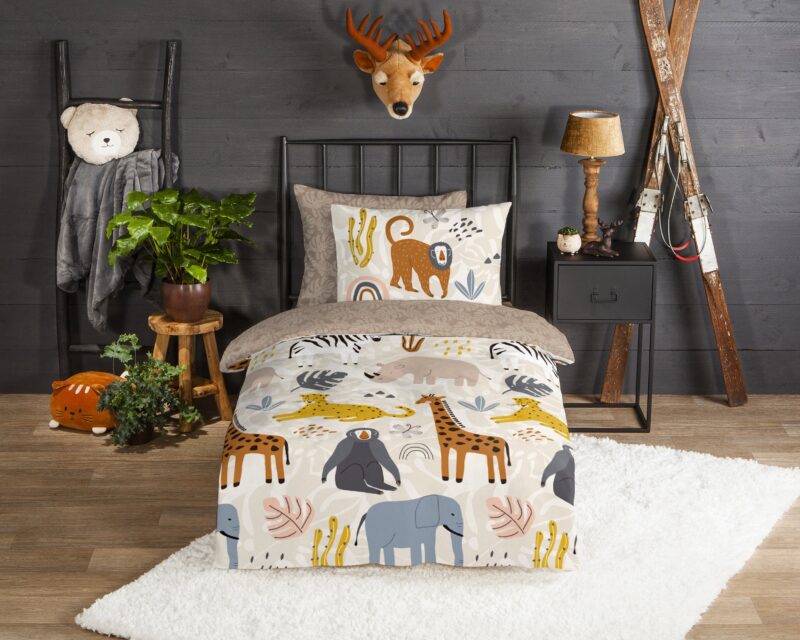 Good Morning Flanellen kinderdekbedovertrek  "Jungle" - Multi
