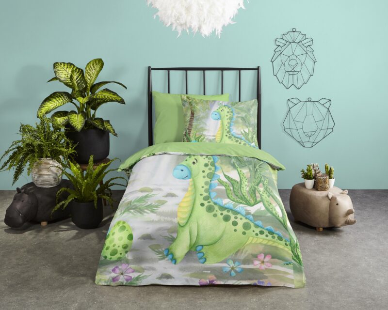 Good Morning Katoenen kinderdekbedovertrek  "Dani" - Groen