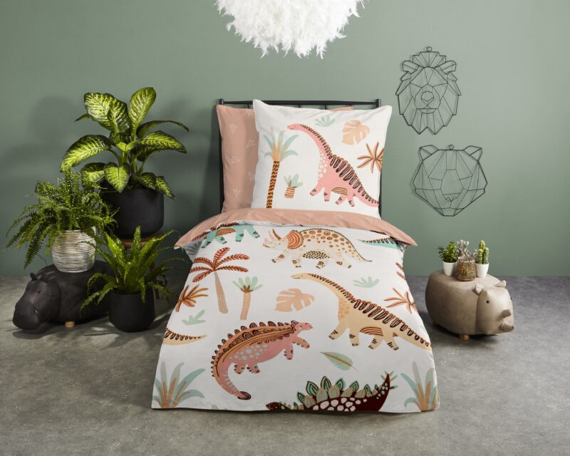 Good Morning Katoenen kinderdekbedovertrek  "Dino" - Multi