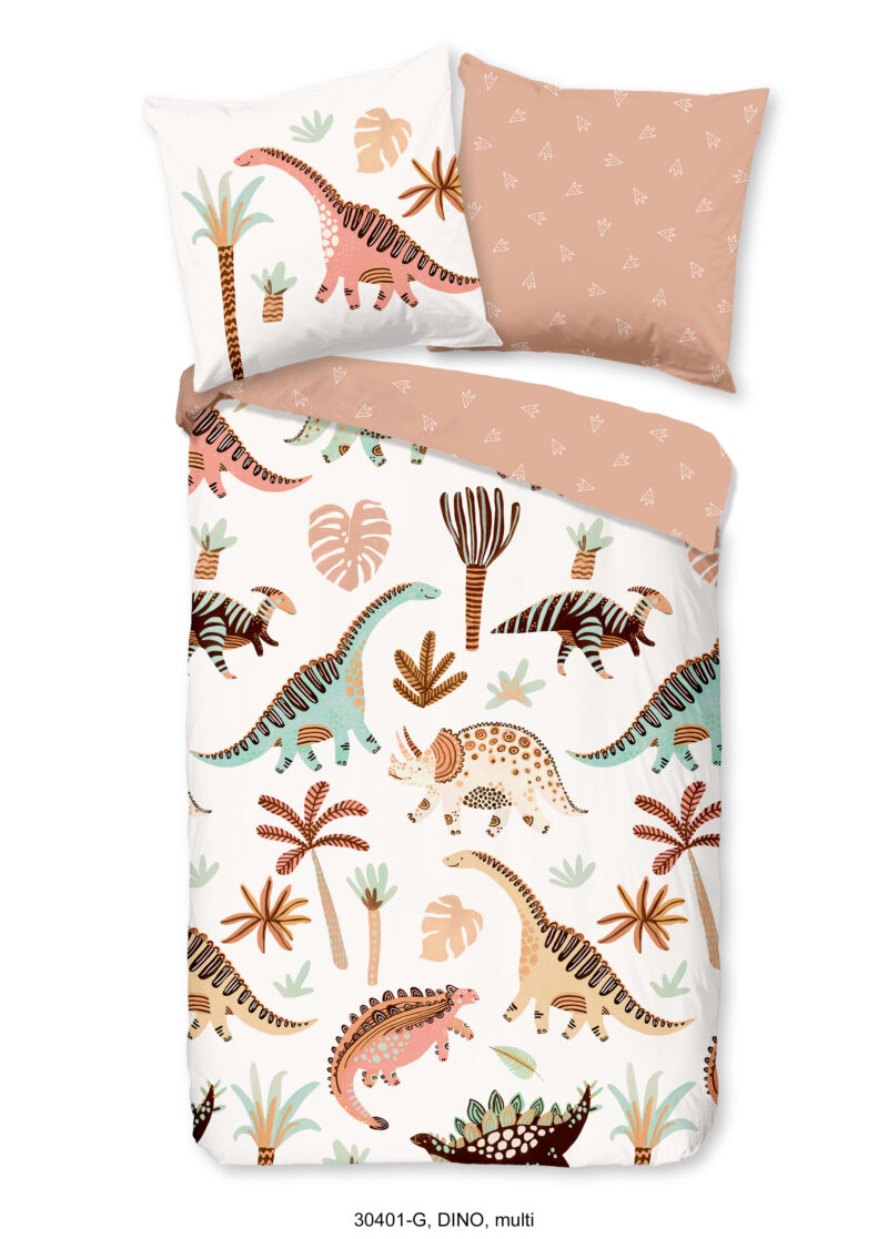 Good Morning Kinderdekbedovertrek "dinosaurussen" - Multi - (135x200 cm) - Katoen