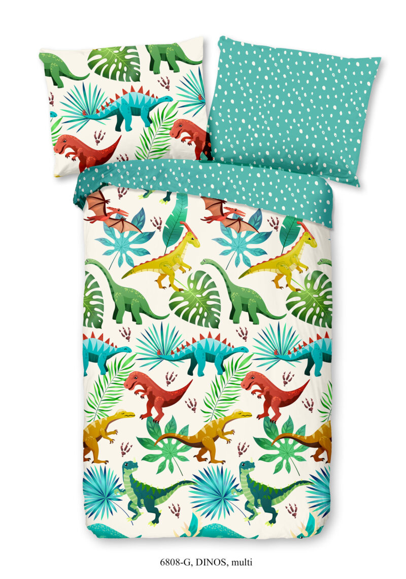 Good Morning Kinderdekbedovertrek "dinosaurussen" - Multi - (140x200 cm) - Katoen