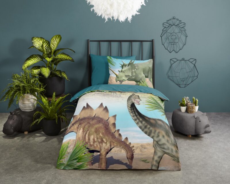 Good Morning Katoenen kinderdekbedovertrek  "Dino" - Multi