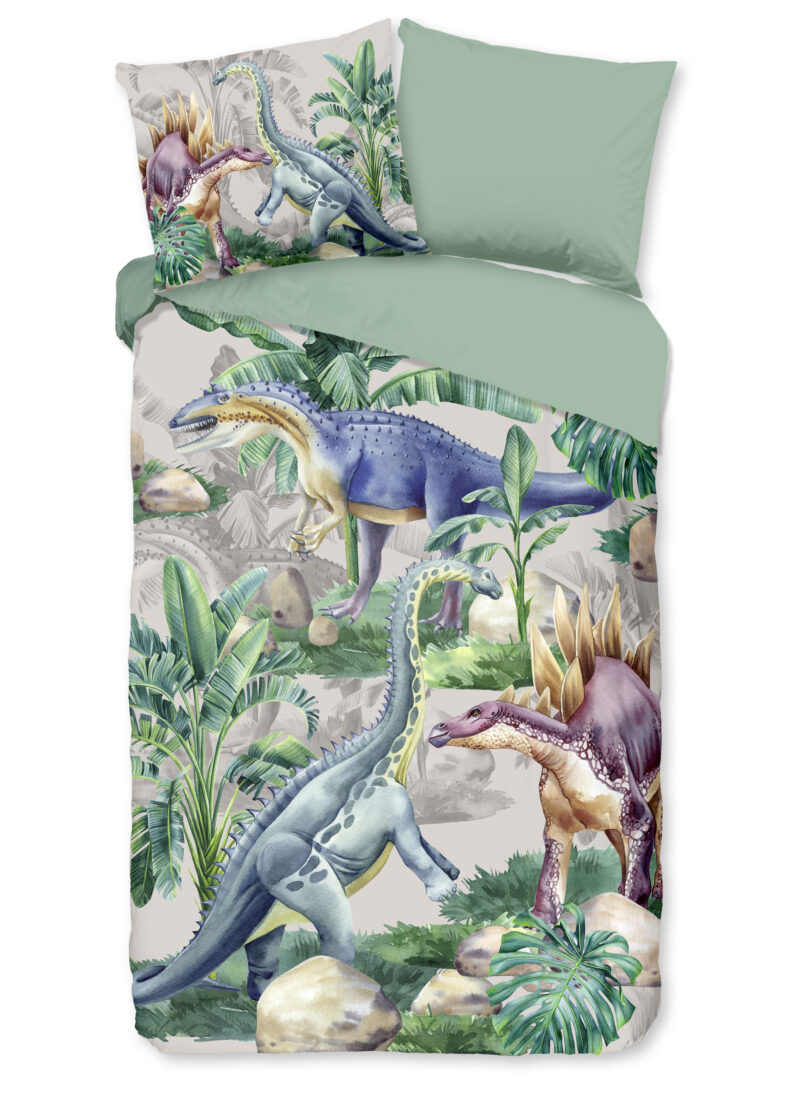 Good Morning Kinderdekbedovertrek "dinosaurussen" - Multi - (140x200/220 cm) - Katoen