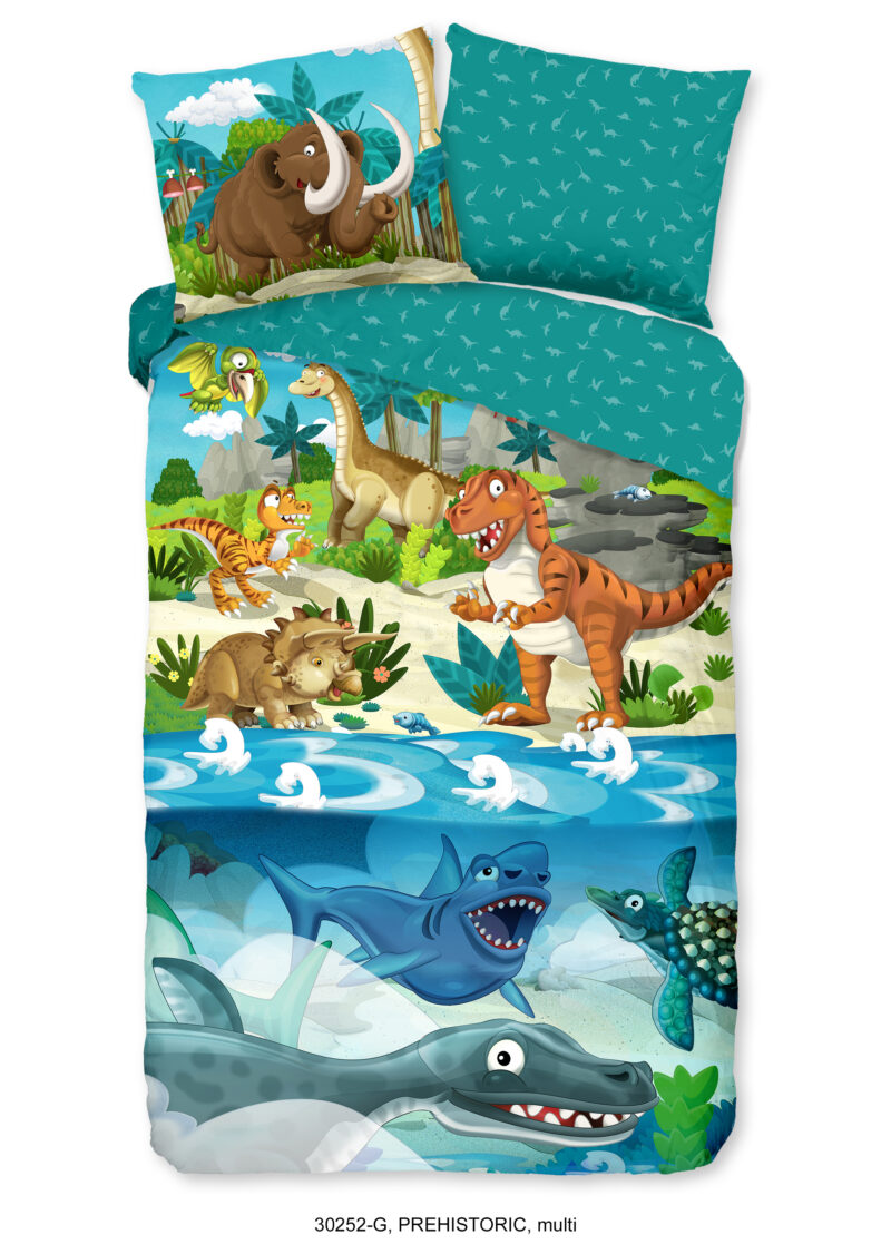 Good Morning Kinderdekbedovertrek "dinosaurussen" - Multi - (140x200/220 cm) - Katoen