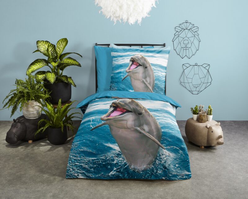 Good Morning Katoenen kinderdekbedovertrek  "Jump" - Blauw