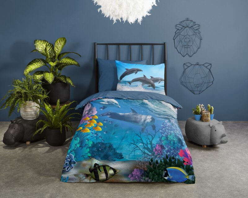 Good Morning Katoenen kinderdekbedovertrek  "Andre" - Blauw