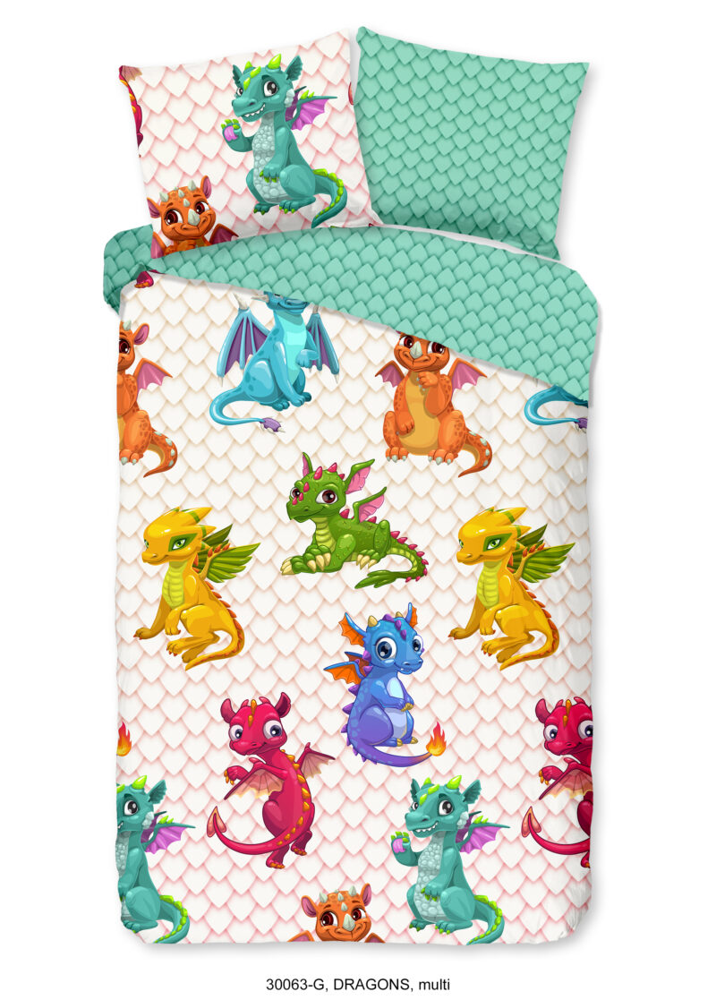Good Morning Kinderdekbedovertrek "draken" - Multi - (140x200/220 cm) - Katoen