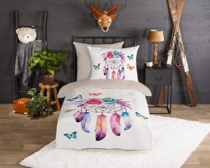 Good Morning Flanellen kinderdekbedovertrek  "Catchy" - Wit