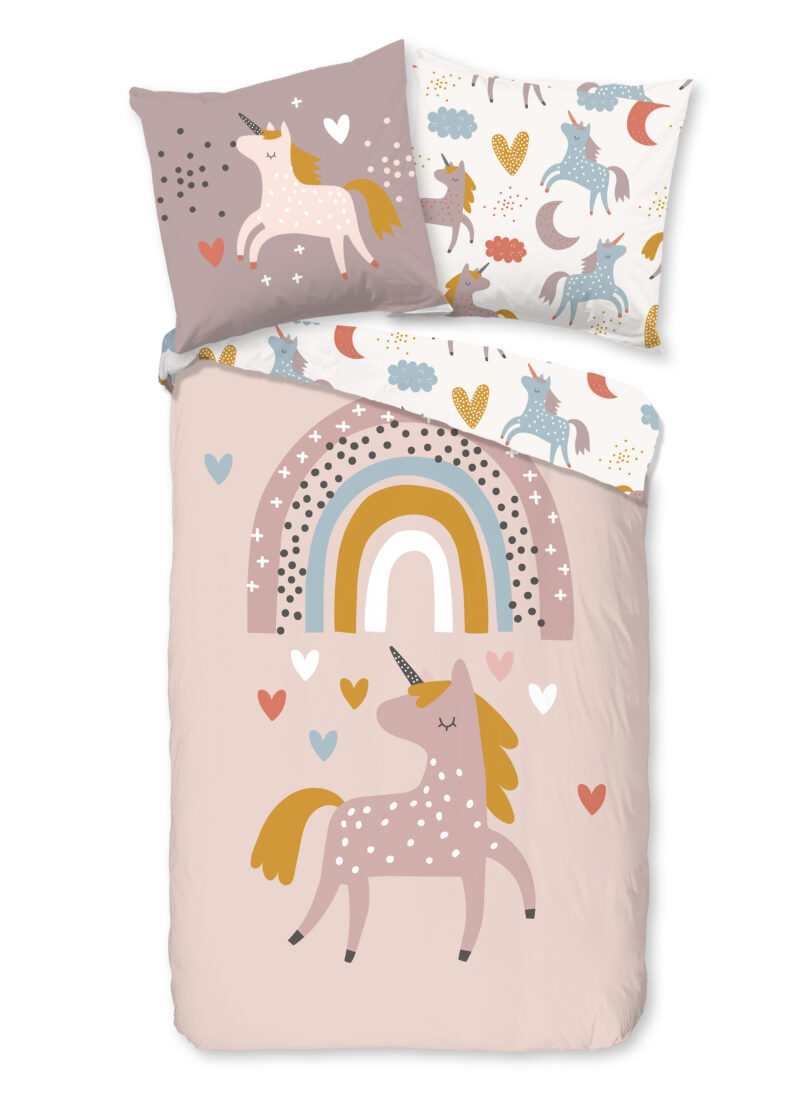 Good Morning Kinderdekbedovertrek "eenhoorn en regenboog" - Multi - (135x200 cm) - Katoen
