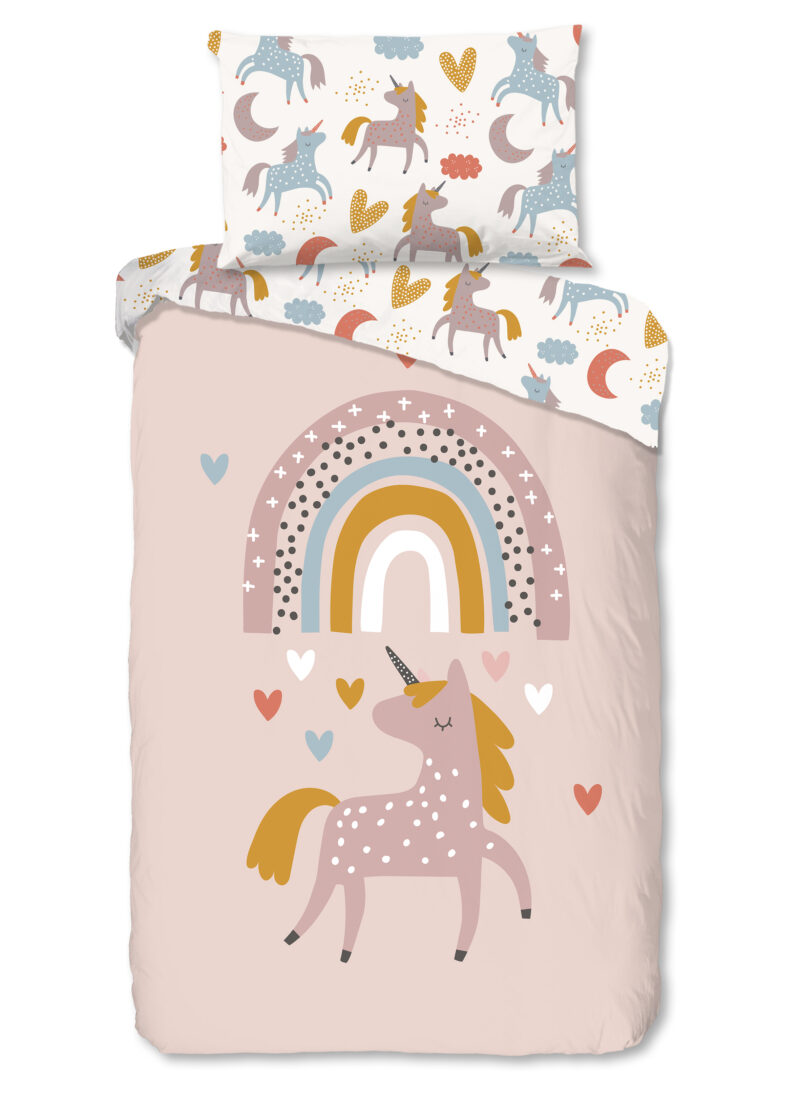 Good Morning Kinderdekbedovertrek "eenhoorn en regenboog" - Multi - (140x200 cm) - Katoen