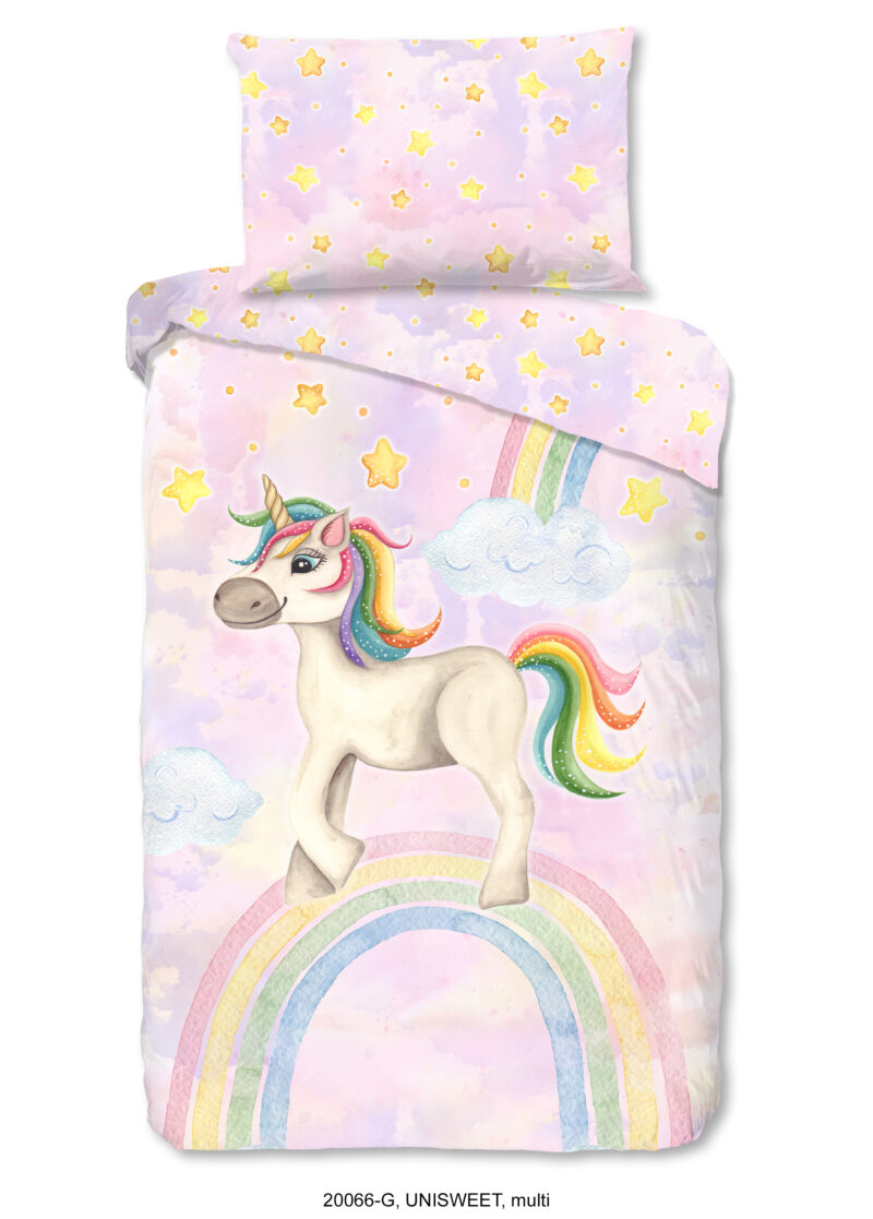 Good Morning Kinderdekbedovertrek "eenhoorn en regenboog" - Multi - (140x200 cm) - Katoen
