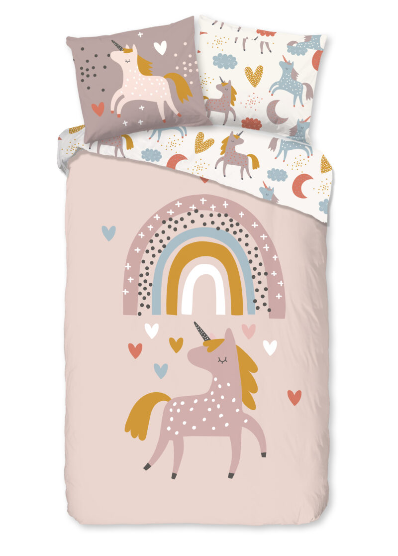 Good Morning Kinderdekbedovertrek "eenhoorn en regenboog" - Multi - (140x200/220 cm) - Katoen