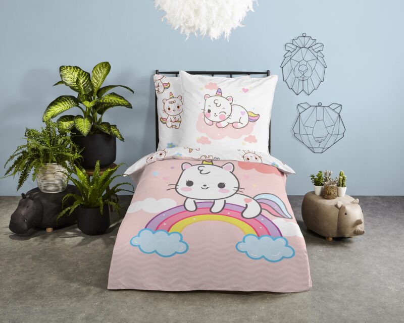 Good Morning Katoenen kinderdekbedovertrek  "Puk" - Roze