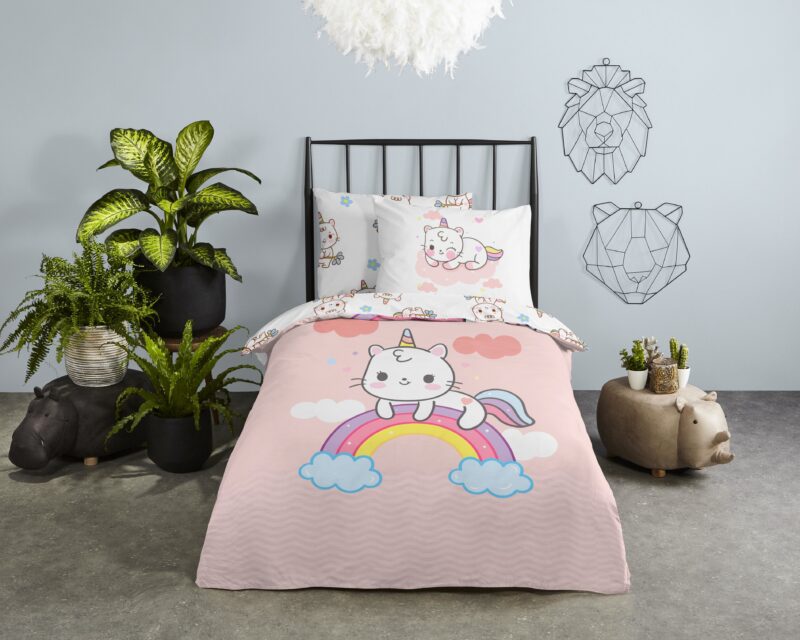 Good Morning Katoenen kinderdekbedovertrek  "Puk" - Roze