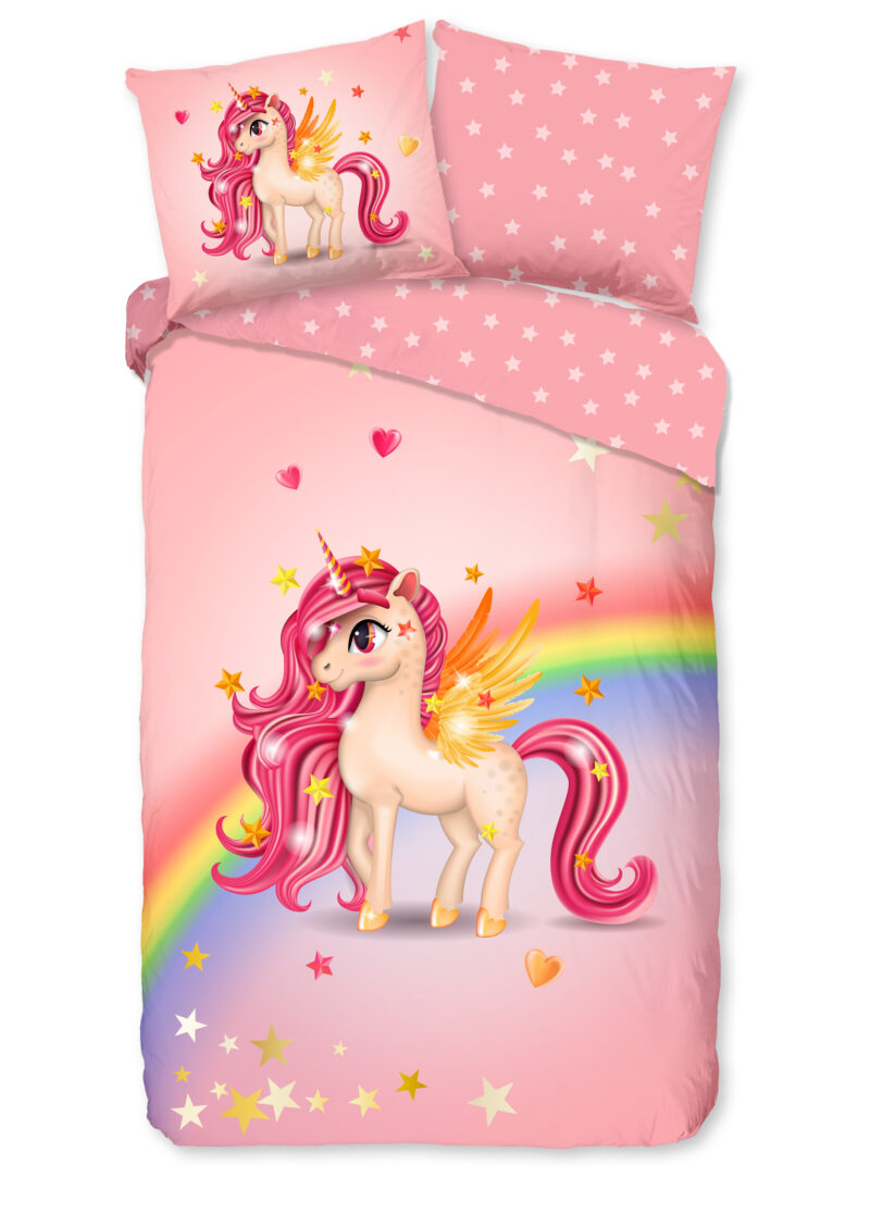 Good Morning Kinderdekbedovertrek "eenhoorn met regenboog" - Multi - (140x200/220 cm) - Katoen