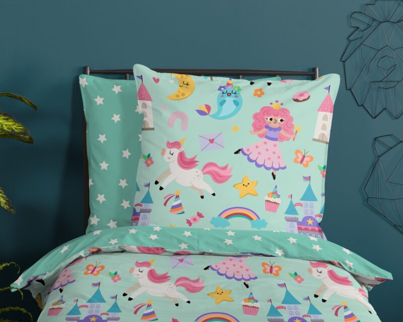 regenboog" - Mint - (135x200 cm) - Katoen