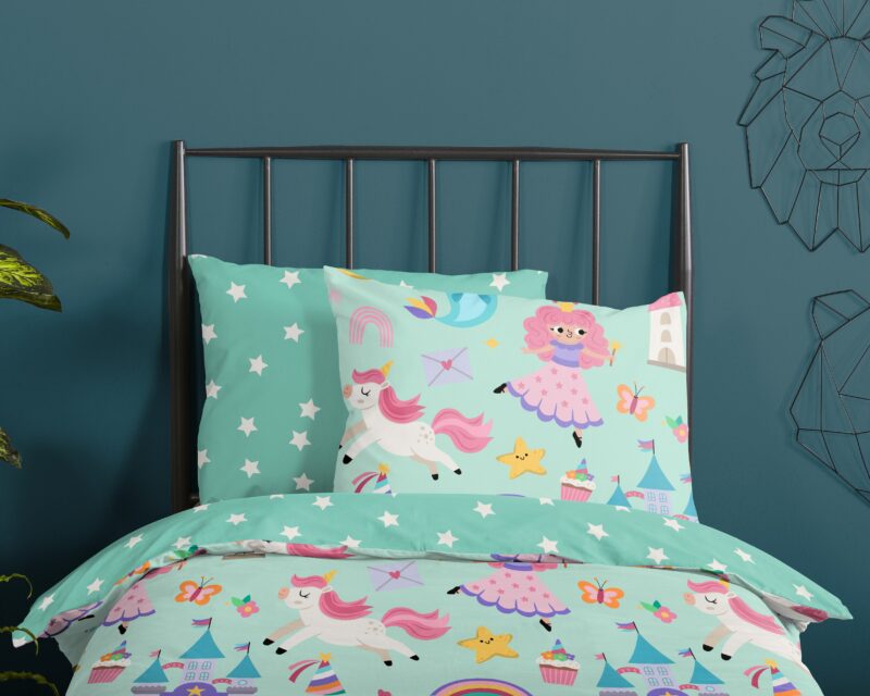 regenboog" - Mint - (140x200/220 cm) - Katoen