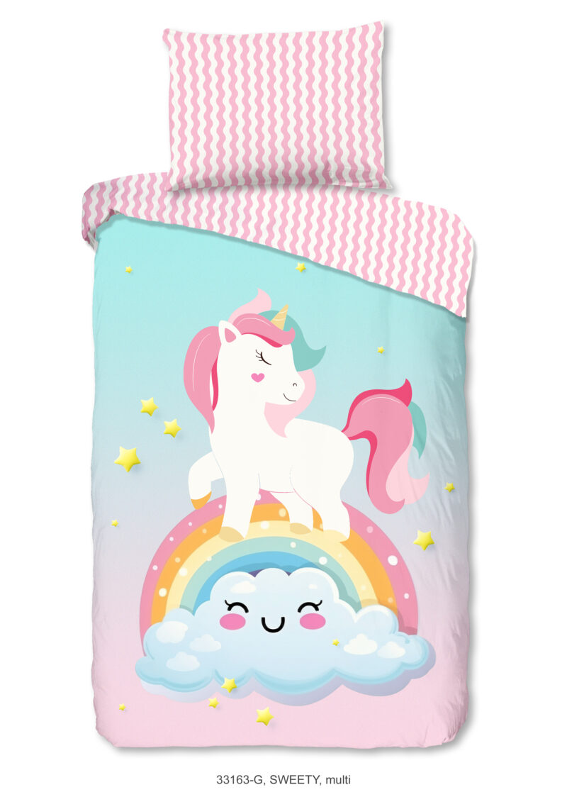 Good Morning Kinderdekbedovertrek "eenhoorn & regenboog" - Multi - (140x200 cm) - Katoen