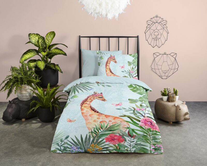 Good Morning Katoenen kinderdekbedovertrek  "Desiree" - Aqua