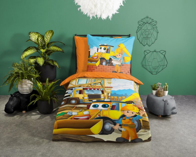 Good Morning Katoenen kinderdekbedovertrek  "Building" - Multi