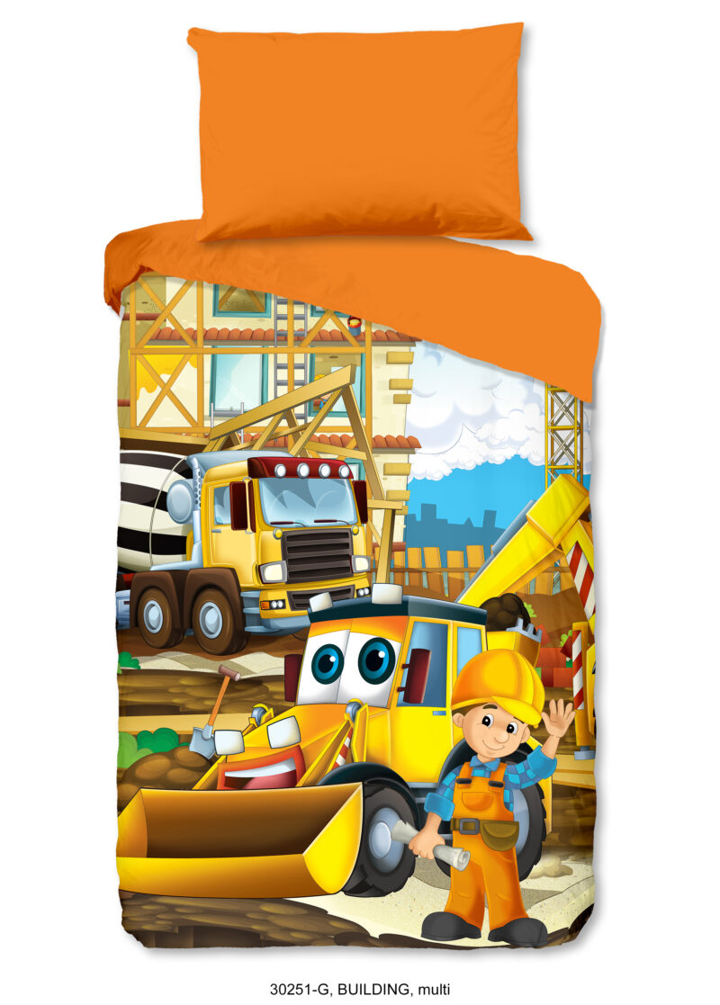 Good Morning Kinderdekbedovertrek "graafmachine" - Multi - (140x200 cm) - Katoen