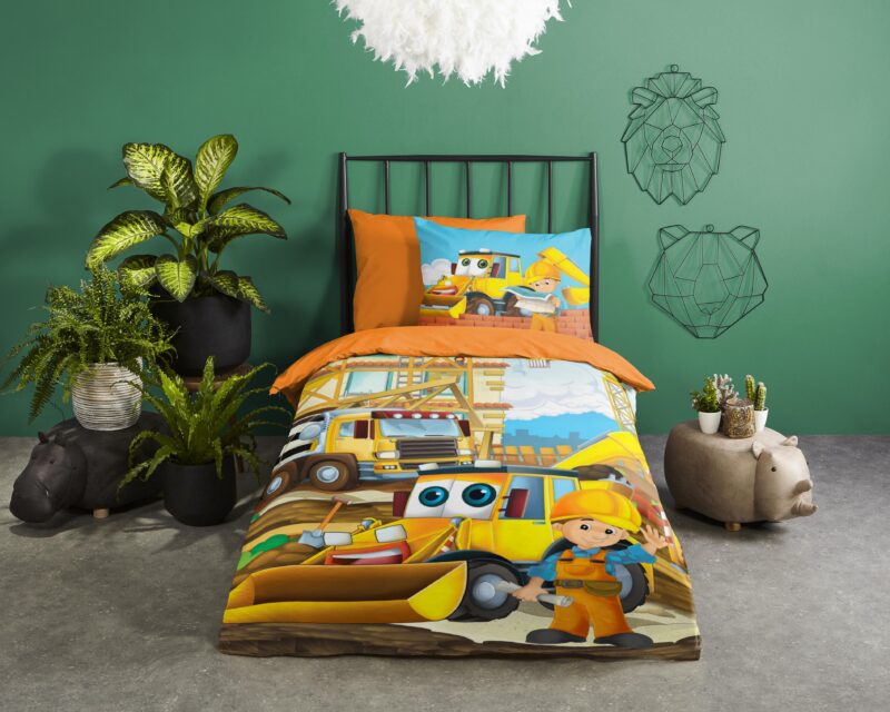 Good Morning Katoenen kinderdekbedovertrek  "Building" - Multi