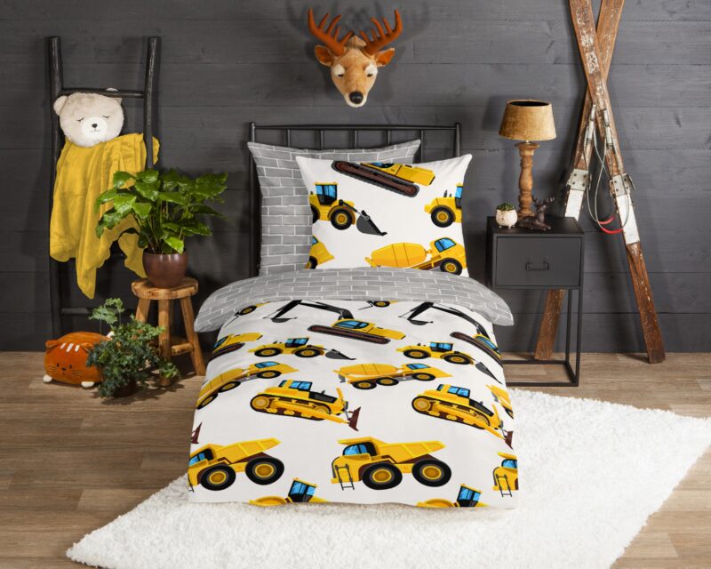 Good Morning Flanellen kinderdekbedovertrek  "Dig" - Geel
