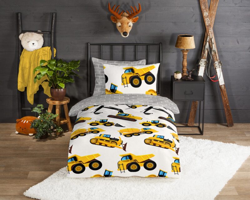 Good Morning Flanellen kinderdekbedovertrek  "Dig" - Geel