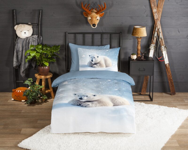 Good Morning Flanellen kinderdekbedovertrek  "Esben" - Blauw