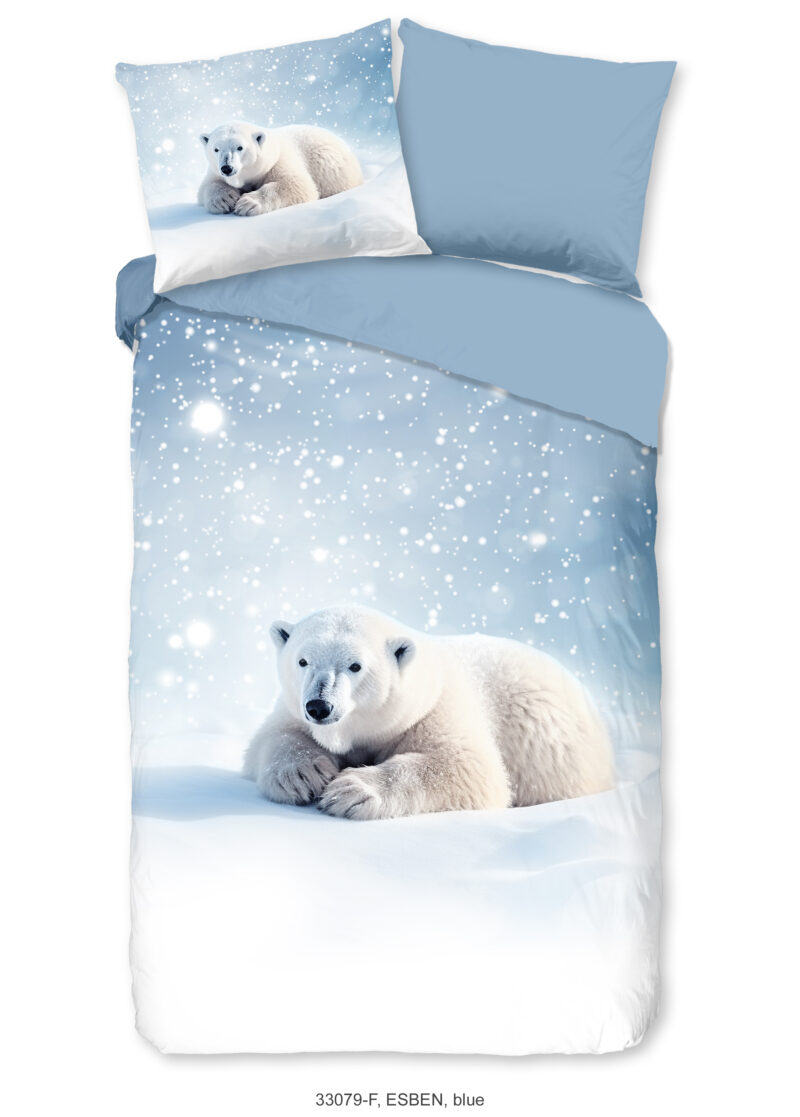 Good Morning Kinderdekbedovertrek "ijsbeer" - Blauw - (140x200/220 cm) - Katoen Flanel
