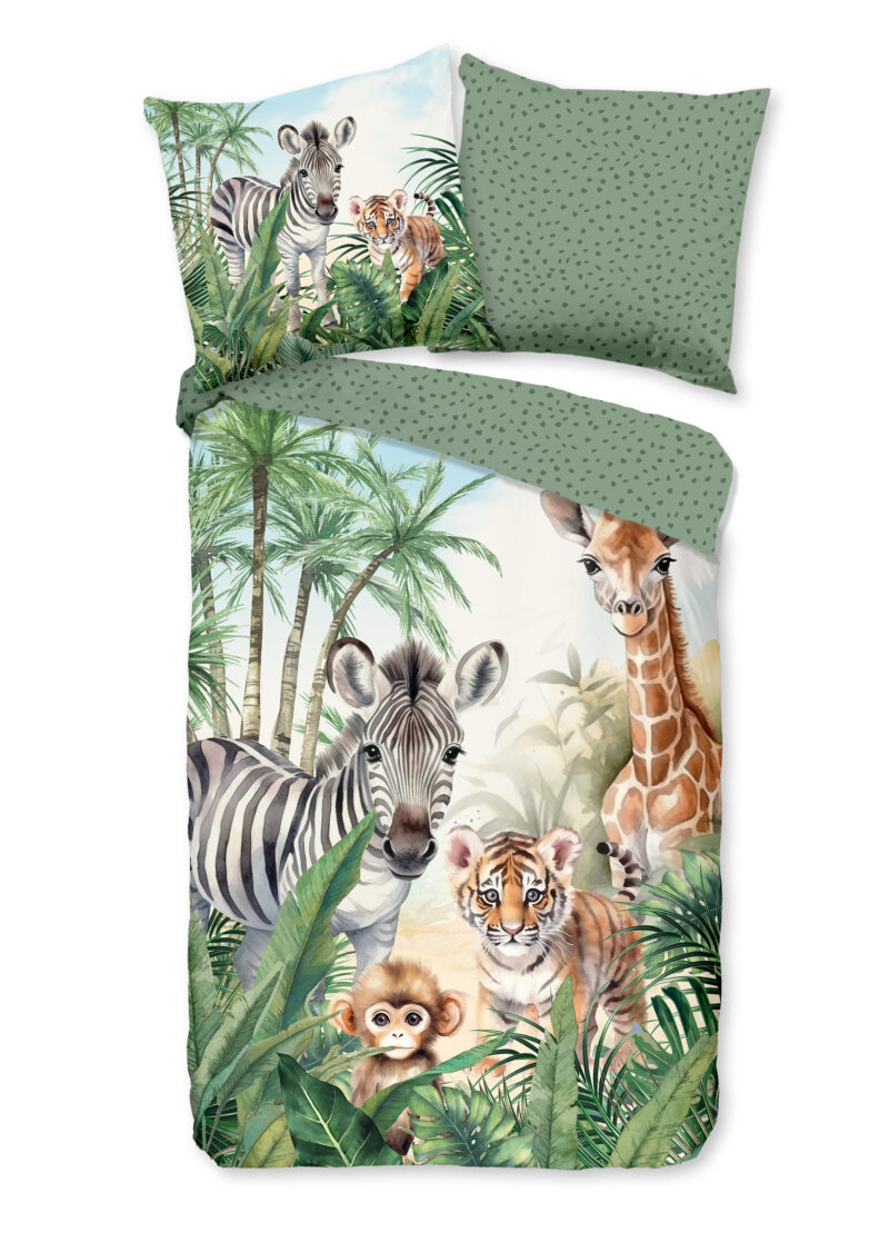 Good Morning Kinderdekbedovertrek "jungle dieren" - Multi - (135x200 cm) - Katoen