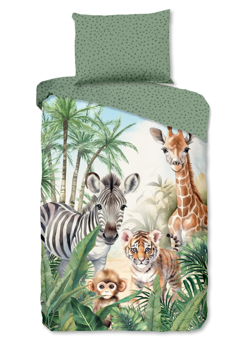 Good Morning Kinderdekbedovertrek "jungle dieren" - Multi - (140x200 cm) - Katoen