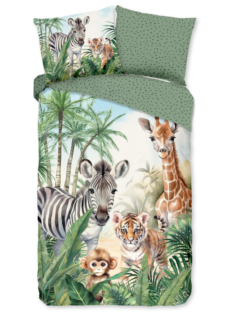 Good Morning Kinderdekbedovertrek "jungle dieren" - Multi - (140x200/220 cm) - Katoen