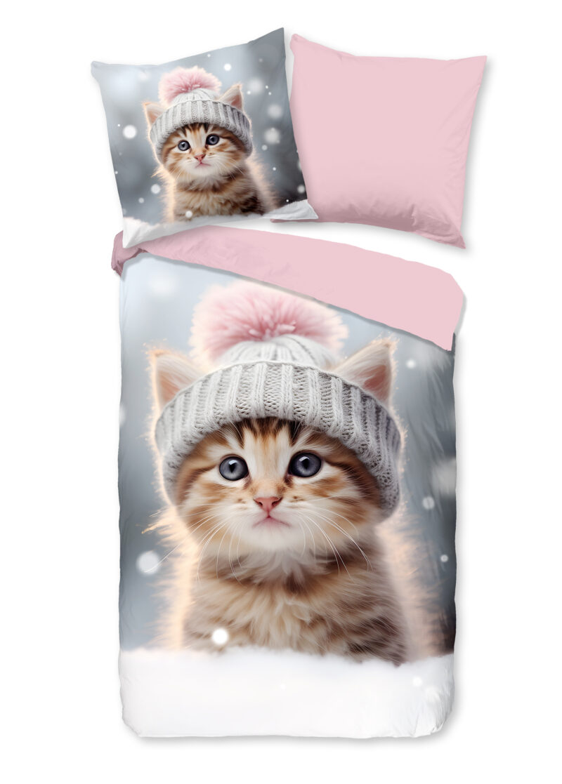 Good Morning Kinderdekbedovertrek "kat/ poes" - Multi - (135x200 cm) - Katoen Flanel